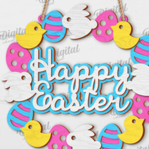 Intra απο ξύλο plywood 3mm-4mm πάχος - Πασχαλινό στεφάνι LaserCut. Ανοιξιάτικο ντεκόρ  Δίασταση 15x15 cm INTRAFABR-117335140