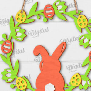 Intra απο ξύλο plywood 3mm-4mm πάχος - Πασχαλινό στεφάνι LaserCut. Ανοιξιάτικο ντεκόρ  Δίασταση 15x15 cm INTRAFABR-117335181