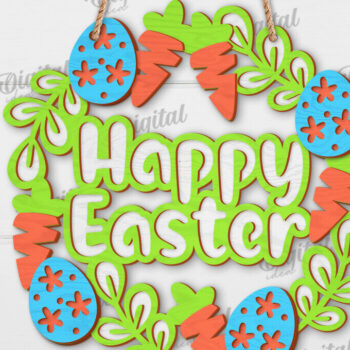 Intra απο ξύλο plywood 3mm-4mm πάχος - Πασχαλινό στεφάνι LaserCut. Ανοιξιάτικο ντεκόρ  Δίασταση 15x15 cm INTRAFABR-117335222 - Image 1