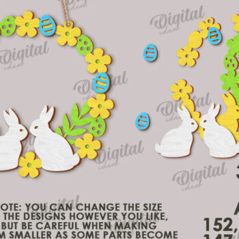 Intra απο ξύλο plywood 3mm-4mm πάχος - Πασχαλινό στεφάνι LaserCut. Ανοιξιάτικο ντεκόρ  Δίασταση 15x15 cm INTRAFABR-117334707 - Image 2