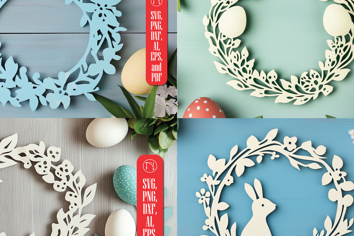 Intra απο ξύλο plywood 3mm-4mm πάχος - Πασχαλινά στεφάνια Laser Cut  Bundle Δίασταση 4x4 cm INTRAFABR-117646097