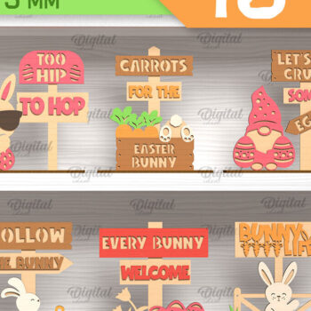 Intra απο ξύλο plywood 3mm-4mm πάχος - Πακέτο σημείων κατεύθυνσης Πάσχα Δίασταση 15x15 cm INTRAFABR-90890961 - Image 1