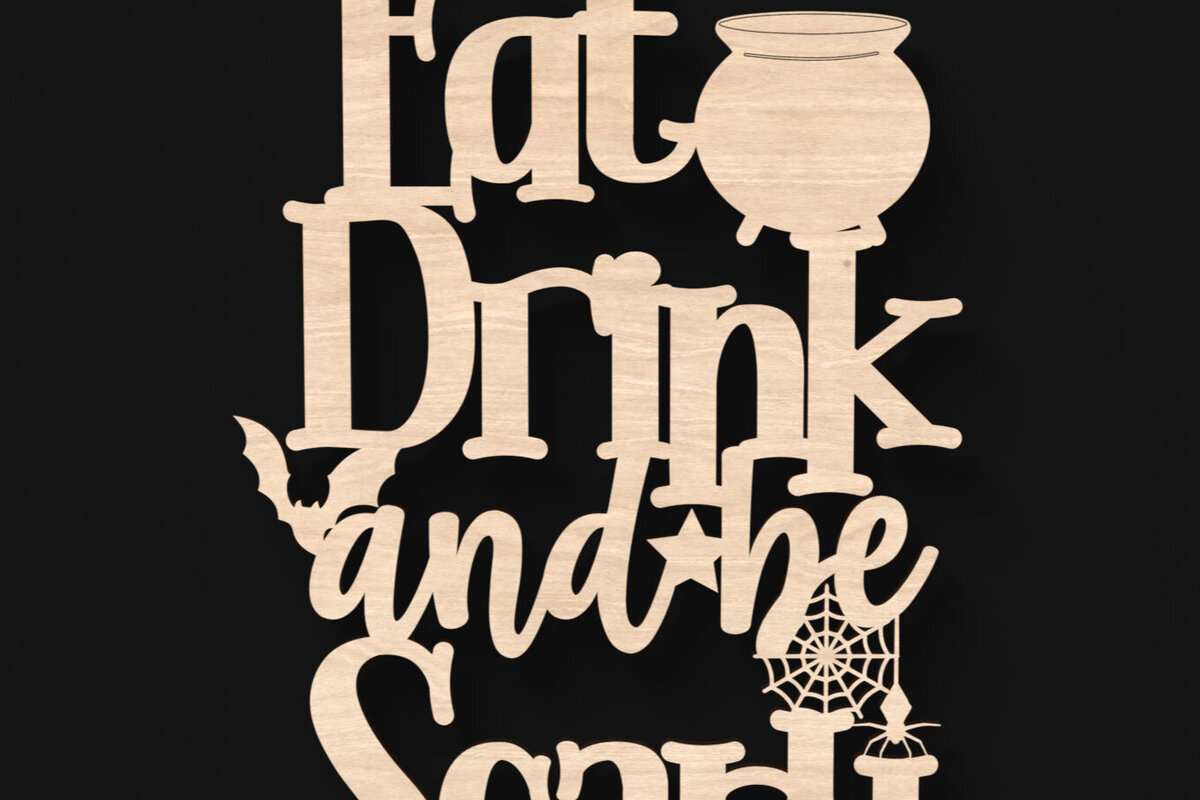 Intra απο ξύλο plywood 3mm-4mm πάχος - Eat Drink and Be Scary  Laser Sign Δίασταση 15x15 cm INTRAFABR-103038688