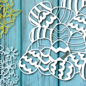 Intra απο ξύλο plywood 3mm-4mm πάχος - Στεφάνι αυγών, πεταλούδων και λουλουδιών 3d  Δίασταση 15x15 cm INTRAFABR-25959034 - Image 1