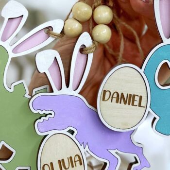 Intra απο ξύλο plywood 3mm-4mm πάχος - Πασχαλινό καλάθι αυγών Ετικέτες , Dinosaur  Δίασταση 15x15 cm INTRAFABR-92463370 - Image 1