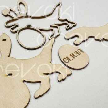 Intra απο ξύλο plywood 3mm-4mm πάχος - Πασχαλινό καλάθι αυγών Ετικέτες , Dinosaur  Δίασταση 15x15 cm INTRAFABR-92463370 - Image 4