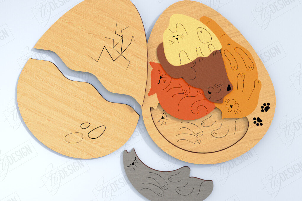 Intra απο ξύλο plywood 3mm-4mm πάχος - Αυγό Ξύλινο Παζλ Κοπή Laser | Μοντεσσόρι Δίασταση 15x15 cm INTRAFABR-120135063