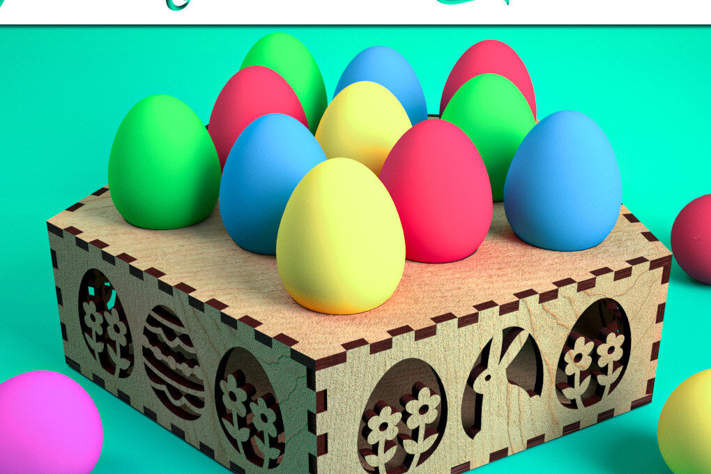 Intra απο ξύλο plywood 3mm-4mm πάχος - Αυγοθήκη με λέιζερ  | Καλό Πάσχα Δίασταση 15x15 cm INTRAFABR-61183659