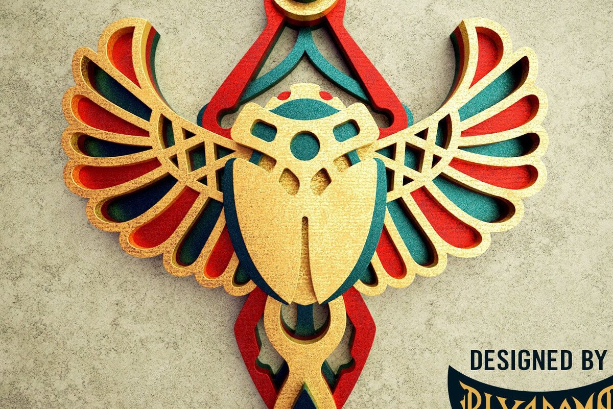 Intra απο ξύλο plywood 3mm-4mm πάχος - Αιγυπτιακός Σκαραβαίος |  αποκοπής με 3D επίπεδα Δίασταση 6x6 cm INTRAFABR-36556266