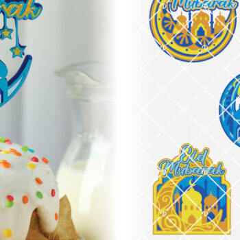 Intra απο ξύλο plywood 3mm-4mm πάχος - Eid Mubarak Cake Toppers Paper Cut  Δίασταση 714x714 cm INTRAFABR-95564292 - Image 1