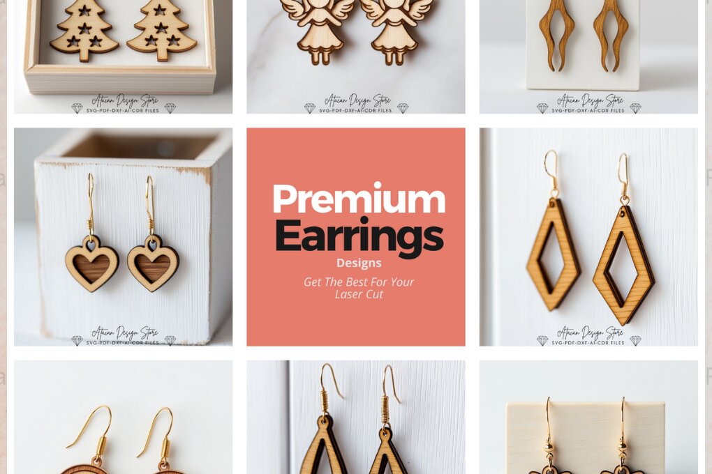 Intra απο ξύλο plywood 3mm-4mm πάχος - Κομψά σχέδια σκουλαρίκια 021 Δίασταση 3x3 cm INTRAFABR-117601986