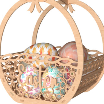 Intra απο ξύλο plywood 3mm-4mm πάχος - Κομψό πασχαλινό καλάθι  Δίασταση 30x20 cm INTRAFABR-116194777 - Image 2