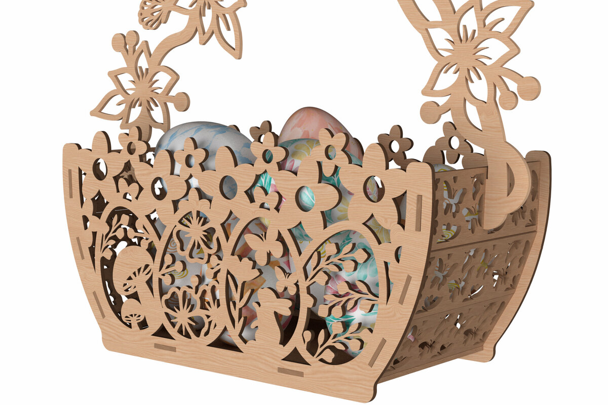 Intra απο ξύλο plywood 3mm-4mm πάχος - Κομψό πασχαλινό καλάθι κοπής με λέιζερ Δίασταση 30x20 cm INTRAFABR-114668030