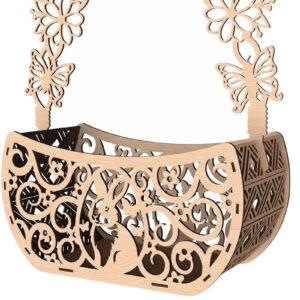 Intra απο ξύλο plywood 3mm-4mm πάχος - Κομψό πασχαλινό λαγουδάκι καλάθι κοπής με λέιζερ Δίασταση 30x20 cm INTRAFABR-116336002