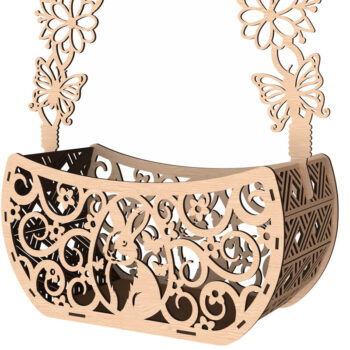 Intra απο ξύλο plywood 3mm-4mm πάχος - Κομψό πασχαλινό λαγουδάκι καλάθι κοπής με λέιζερ Δίασταση 30x20 cm INTRAFABR-116336002 - Image 1