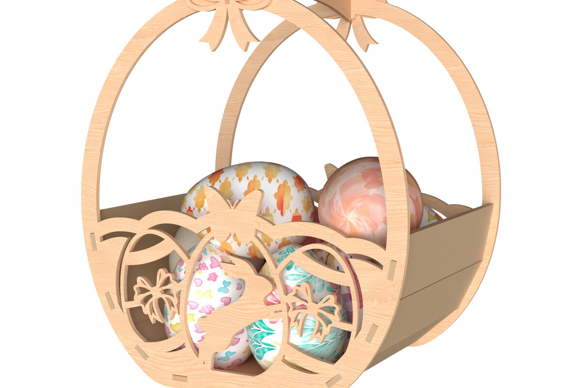 Intra απο ξύλο plywood 3mm-4mm πάχος - Κομψό Πασχαλινό Μπάνι Καλάθι  Laser Δίασταση 30x20 cm INTRAFABR-116194651