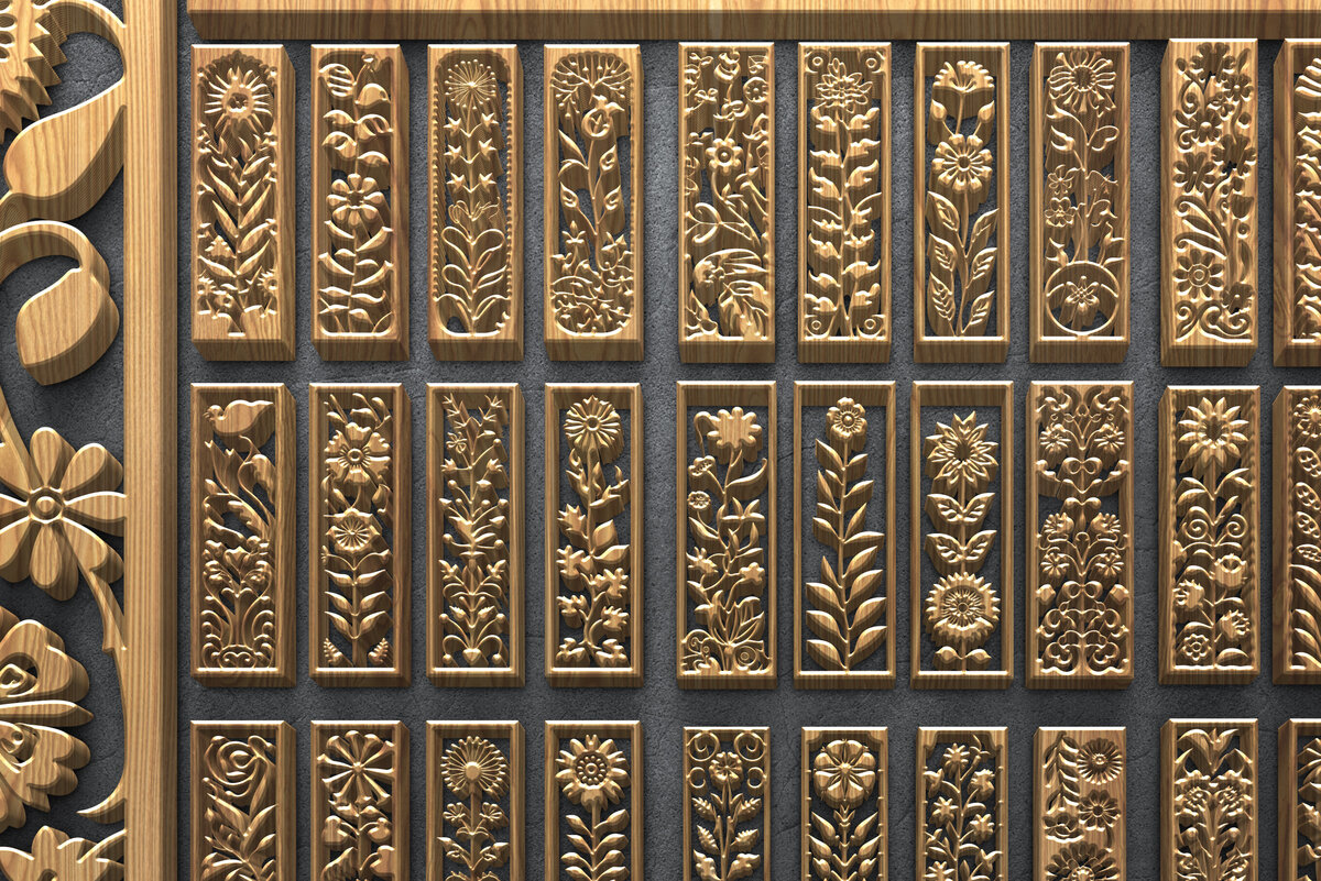 Intra απο ξύλο plywood 3mm-4mm πάχος - Κομψά πάνελ με λουλούδια κοπής με λέιζερ Δίασταση 3200x7200 cm INTRAFABR-124924030