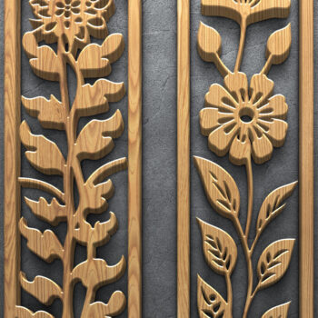 Intra απο ξύλο plywood 3mm-4mm πάχος - Κομψά πάνελ με λουλούδια κοπής με λέιζερ Δίασταση 3200x7200 cm INTRAFABR-124924030 - Image 2