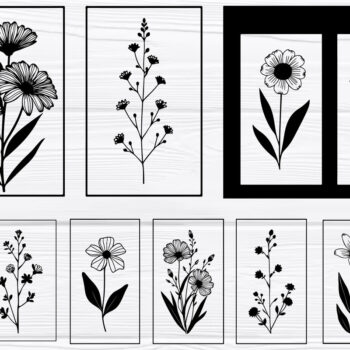 Intra απο ξύλο plywood 3mm-4mm πάχος - Κομψή δέσμη τέχνης τοίχου με φλοράλ  Δίασταση 40x50 cm INTRAFABR-124924815 - Image 1