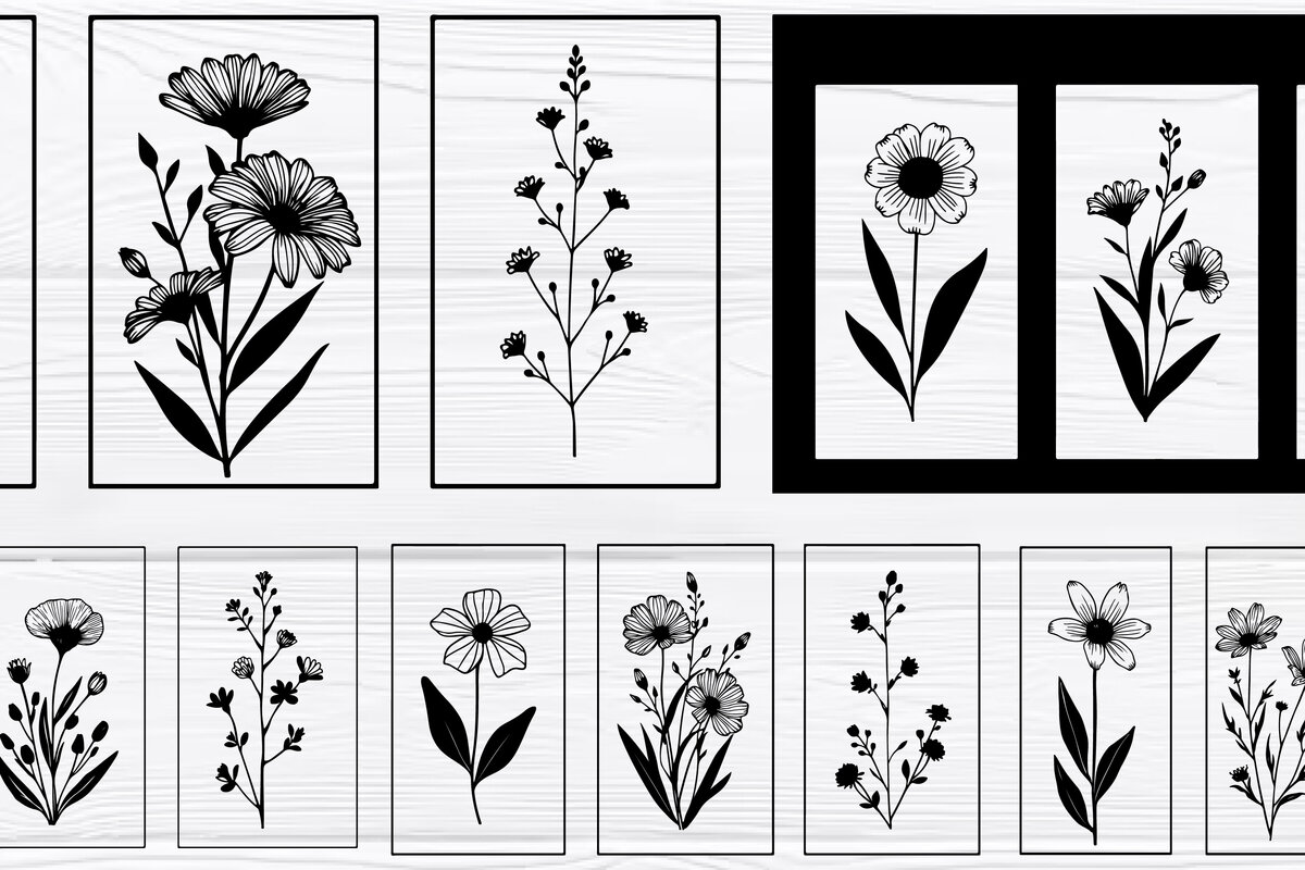 Intra απο ξύλο plywood 3mm-4mm πάχος - Κομψή δέσμη τέχνης τοίχου με φλοράλ  Δίασταση 40x50 cm INTRAFABR-124924815