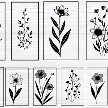 Intra απο ξύλο plywood 3mm-4mm πάχος - Κομψή δέσμη τέχνης τοίχου με φλοράλ  Δίασταση 40x50 cm INTRAFABR-124924888 - Image 1