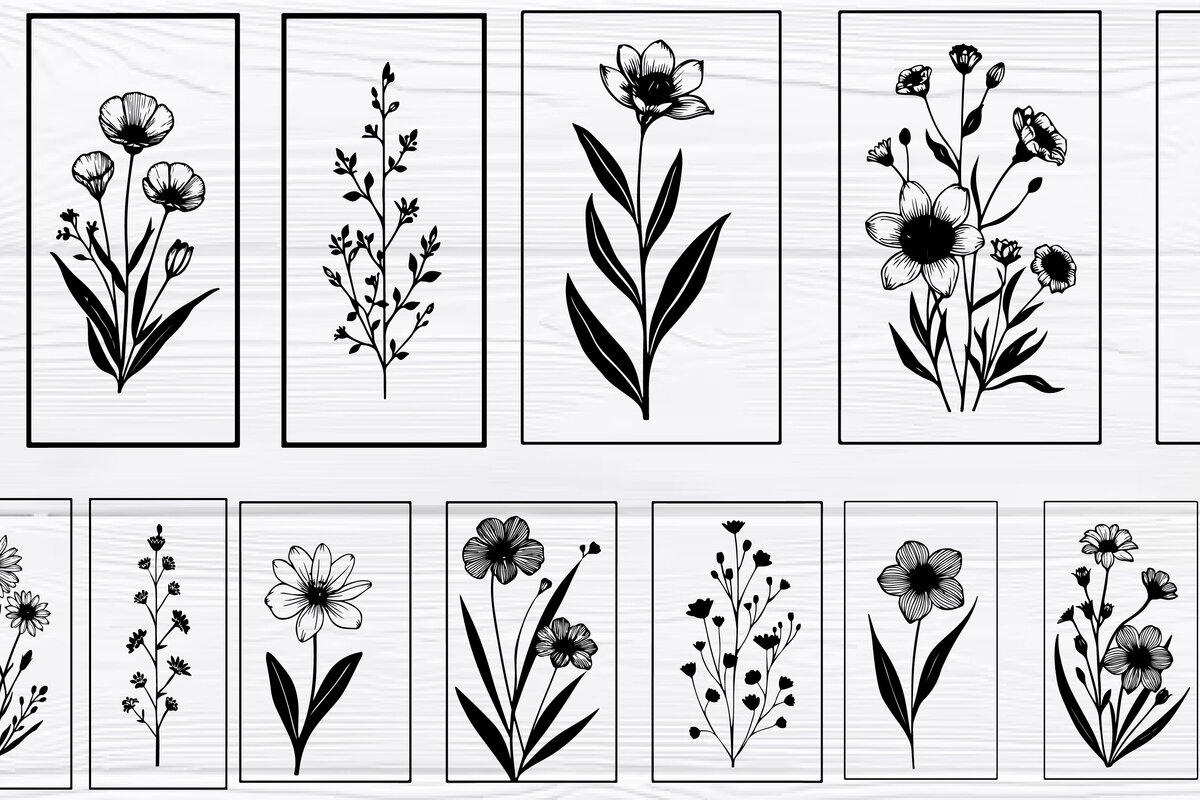 Intra απο ξύλο plywood 3mm-4mm πάχος - Κομψή δέσμη τέχνης τοίχου με φλοράλ  Δίασταση 40x50 cm INTRAFABR-124924888