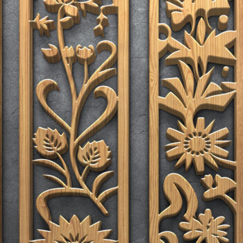 Intra απο ξύλο plywood 3mm-4mm πάχος - Κομψό σετ πάνελ λέιζερ  με λουλούδια Δίασταση 3200x7200 cm INTRAFABR-124643481 - Image 4