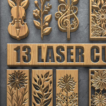 Intra απο ξύλο plywood 3mm-4mm πάχος - Κομψό Floral Music Laser  σετ Δίασταση 3600x5400 cm INTRAFABR-121882529 - Image 1