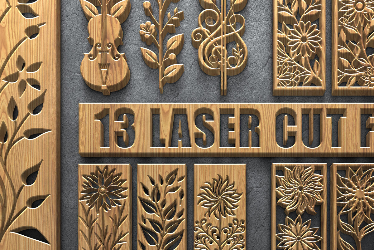 Intra απο ξύλο plywood 3mm-4mm πάχος - Κομψό Floral Music Laser  σετ Δίασταση 3600x5400 cm INTRAFABR-121882529