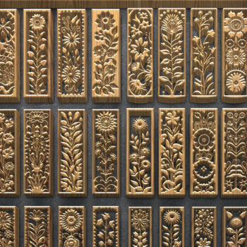 Intra απο ξύλο plywood 3mm-4mm πάχος - Κομψή δέσμη με floral πάνελ  Δίασταση 3200x7200 cm INTRAFABR-124926050 - Image 1