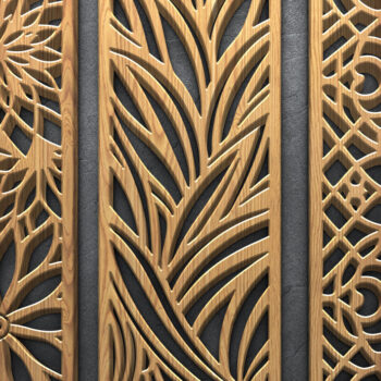 Intra απο ξύλο plywood 3mm-4mm πάχος - Κομψή δέσμη με floral πάνελ  Δίασταση 3600x5400 cm INTRAFABR-123038326 - Image 3