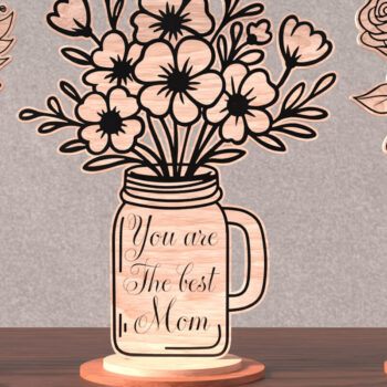 Intra απο ξύλο plywood 3mm-4mm πάχος - Κομψά φλοράλ βάζα για τη μητέρα Δίασταση 20x20 cm INTRAFABR-120643343 - Image 1