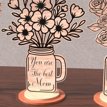 Intra απο ξύλο plywood 3mm-4mm πάχος - Κομψά φλοράλ βάζα για τη μητέρα Δίασταση 20x20 cm INTRAFABR-120643343 - Image 2