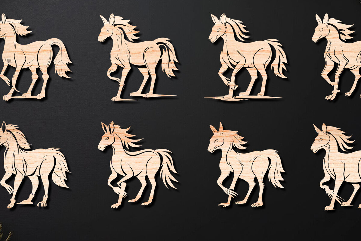 Intra απο ξύλο plywood 3mm-4mm πάχος - Elegant Horse Laser Cut  Δίασταση 40x50 cm INTRAFABR-112343471