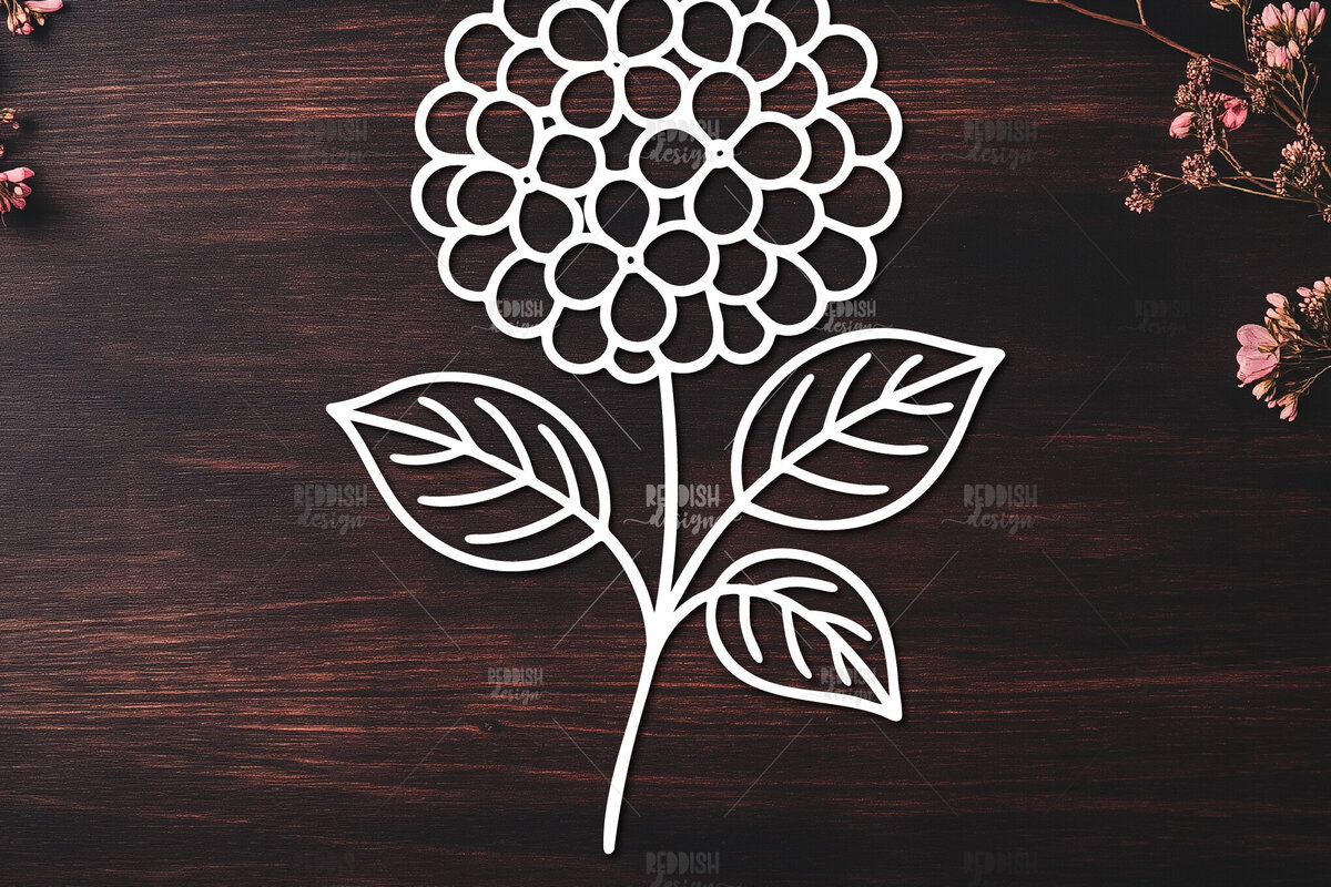 Intra απο ξύλο plywood 3mm-4mm πάχος - Κομψό σχέδιο ορτανσίας κοπής  Δίασταση 30x20 cm INTRAFABR-124403284