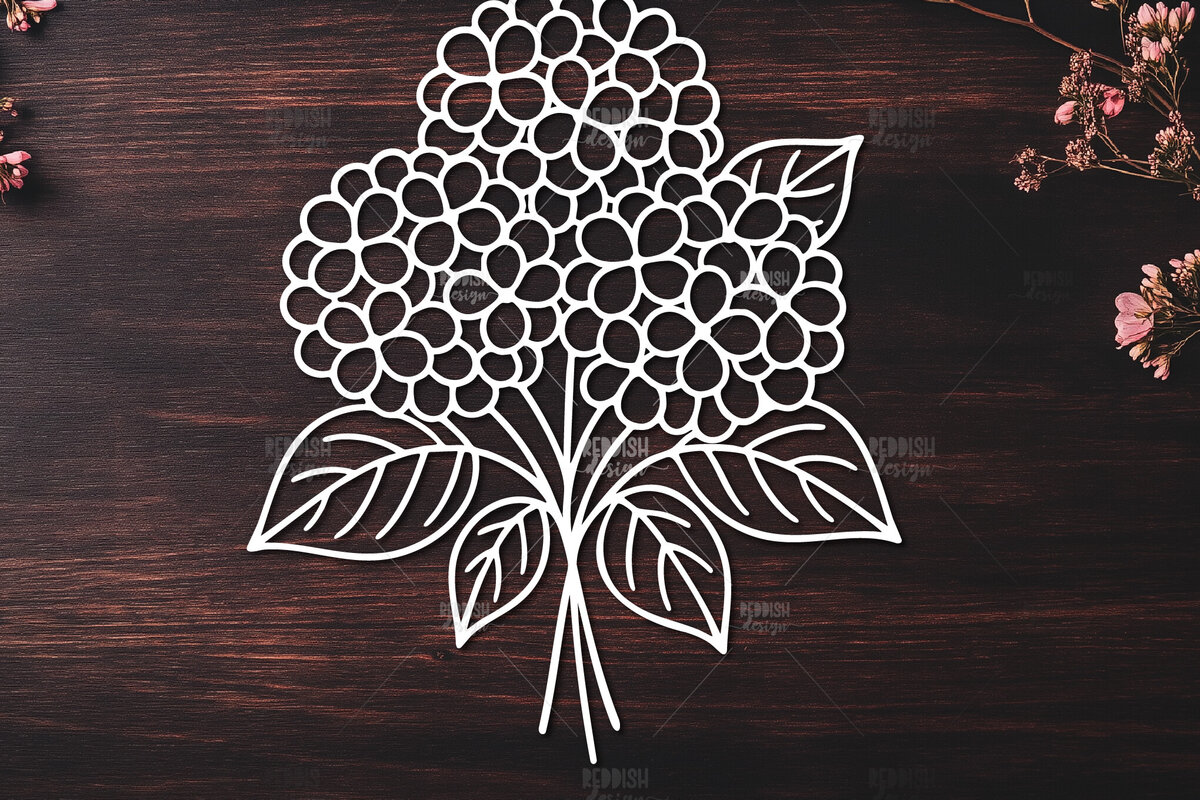 Intra απο ξύλο plywood 3mm-4mm πάχος - Κομψό σχέδιο ορτανσίας κοπής  Δίασταση 30x20 cm INTRAFABR-124403289