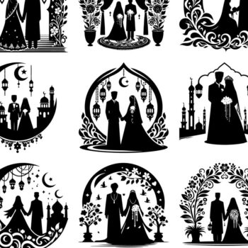 Intra απο ξύλο plywood 3mm-4mm πάχος - Κομψή δέσμη ισλαμικής γαμήλιας σιλουέτας Δίασταση 20x20 cm INTRAFABR-118036357 - Image 2