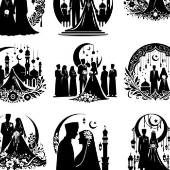 Intra απο ξύλο plywood 3mm-4mm πάχος - Κομψή δέσμη ισλαμικής γαμήλιας σιλουέτας Δίασταση 20x20 cm INTRAFABR-118036610 - Image 3