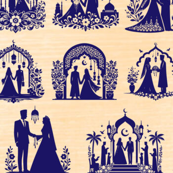 Intra απο ξύλο plywood 3mm-4mm πάχος - Κομψή δέσμη ισλαμικής γαμήλιας σιλουέτας Δίασταση 20x20 cm INTRAFABR-118036873 - Image 3