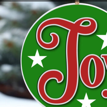 Intra απο ξύλο plywood 3mm-4mm πάχος - Κομψό Joy Χριστούγεννα στρογγυλό σημάδι Δίασταση 4x4 cm INTRAFABR-118101950 - Image 2