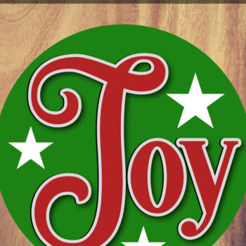 Intra απο ξύλο plywood 3mm-4mm πάχος - Κομψό Joy Χριστούγεννα στρογγυλό σημάδι Δίασταση 4x4 cm INTRAFABR-118101950 - Image 3