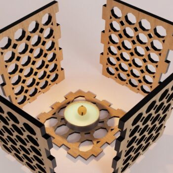 Intra απο ξύλο plywood 3mm-4mm πάχος - Κομψό επιτραπέζιο φωτιστικό κοπής με λέιζερ  Δίασταση 58x58 cm INTRAFABR-117962045 - Image 2