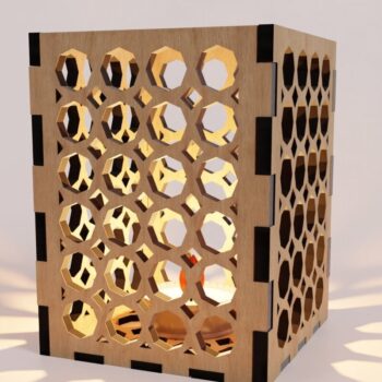 Intra απο ξύλο plywood 3mm-4mm πάχος - Κομψό επιτραπέζιο φωτιστικό κοπής με λέιζερ  Δίασταση 58x58 cm INTRAFABR-117962045 - Image 4