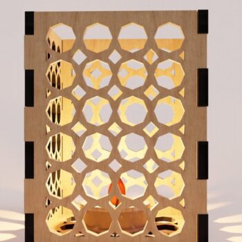 Intra απο ξύλο plywood 3mm-4mm πάχος - Κομψό επιτραπέζιο φωτιστικό κοπής με λέιζερ  Δίασταση 58x58 cm INTRAFABR-117962045 - Image 6