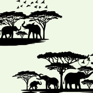 Intra απο ξύλο plywood 3mm-4mm πάχος - Δάσος φύσης ελεφάντων και παιδιών Δίασταση 20x20 cm INTRAFABR-80518911