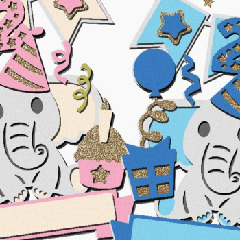 Intra απο ξύλο plywood 3mm-4mm πάχος - Elephant Baby Cake Topper 3D Δίασταση 20x20 cm INTRAFABR-112165895 - Image 1