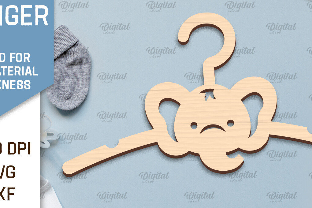 Intra απο ξύλο plywood 3mm-4mm πάχος - Κρεμάστρα μωρού ελέφαντα με λέιζερ Δίασταση 30x20 cm INTRAFABR-99139202