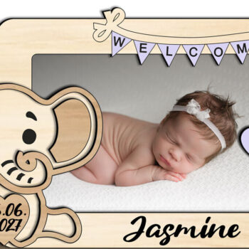 Intra απο ξύλο plywood 3mm-4mm πάχος - Πίνακας κορνίζας μωρού ελέφαντα Νεογέννητο Δίασταση 20x25 cm INTRAFABR-123629765 - Image 1