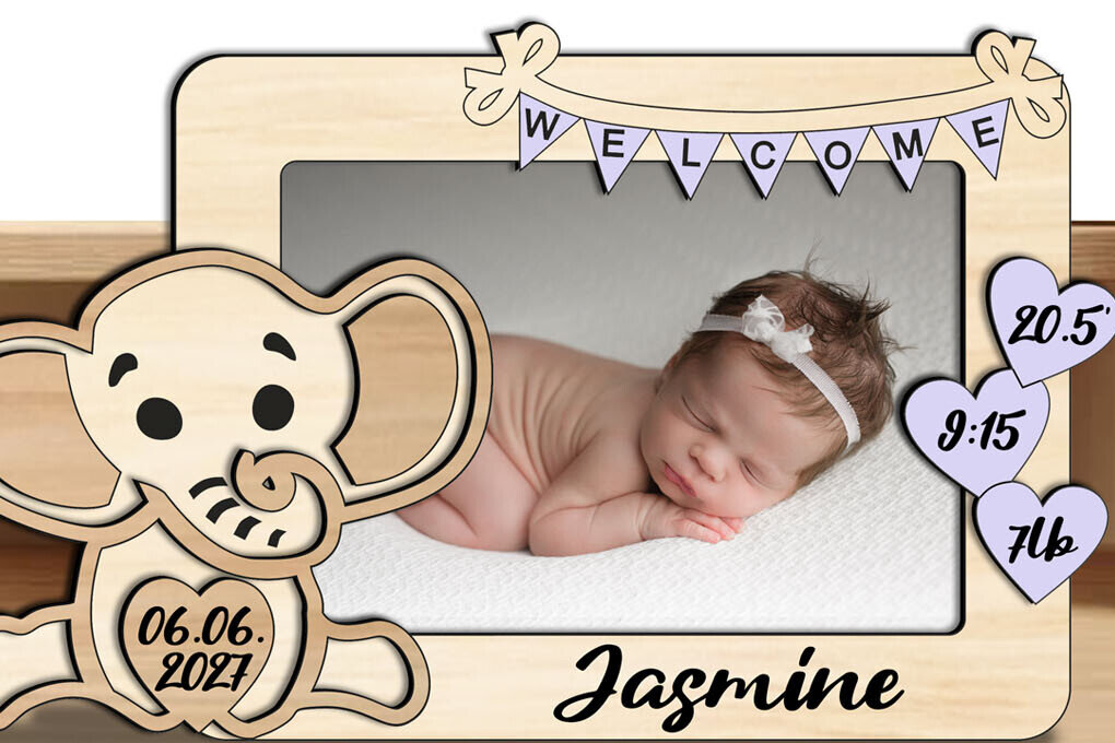 Intra απο ξύλο plywood 3mm-4mm πάχος - Πίνακας κορνίζας μωρού ελέφαντα Νεογέννητο Δίασταση 20x25 cm INTRAFABR-123629765