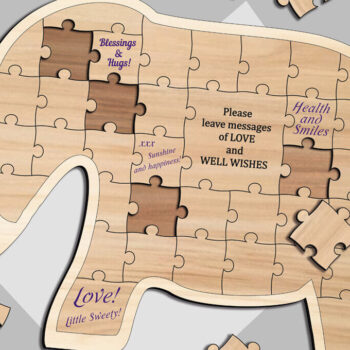 Intra απο ξύλο plywood 3mm-4mm πάχος - Βιβλίο επισκεπτών για το Elephant Baby Shower Puzzle Δίασταση 20x20 cm INTRAFABR-103440344 - Image 1